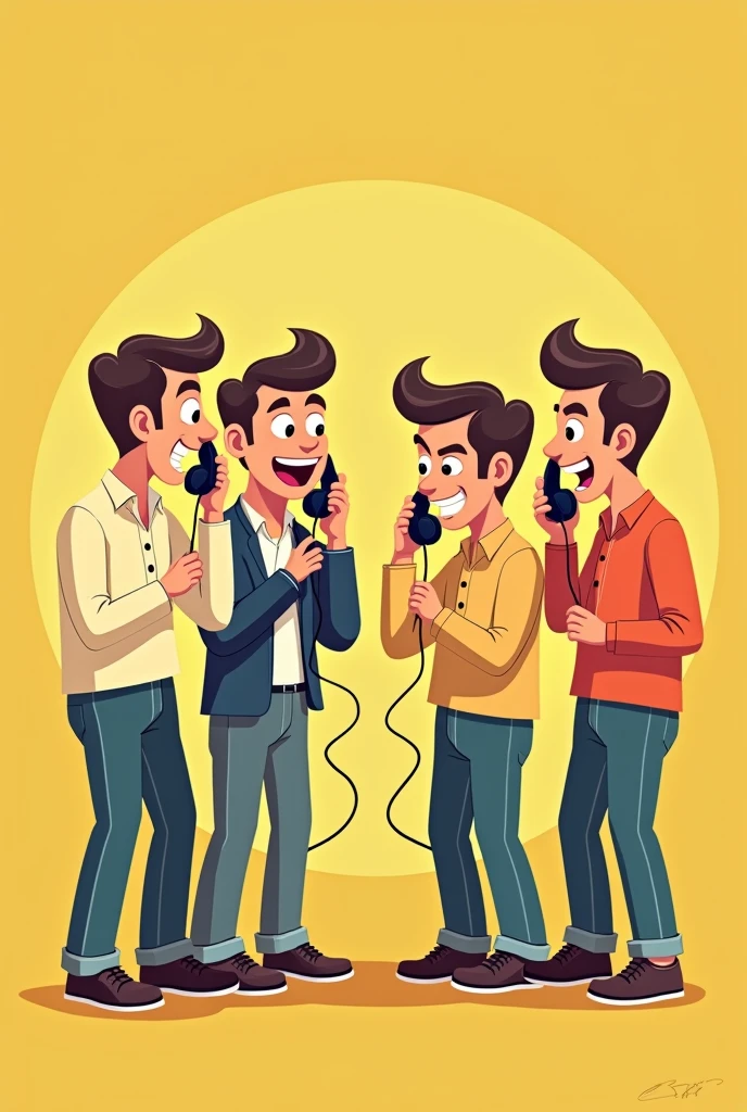 Cartoon of a beardless 4 man talking on the phone 