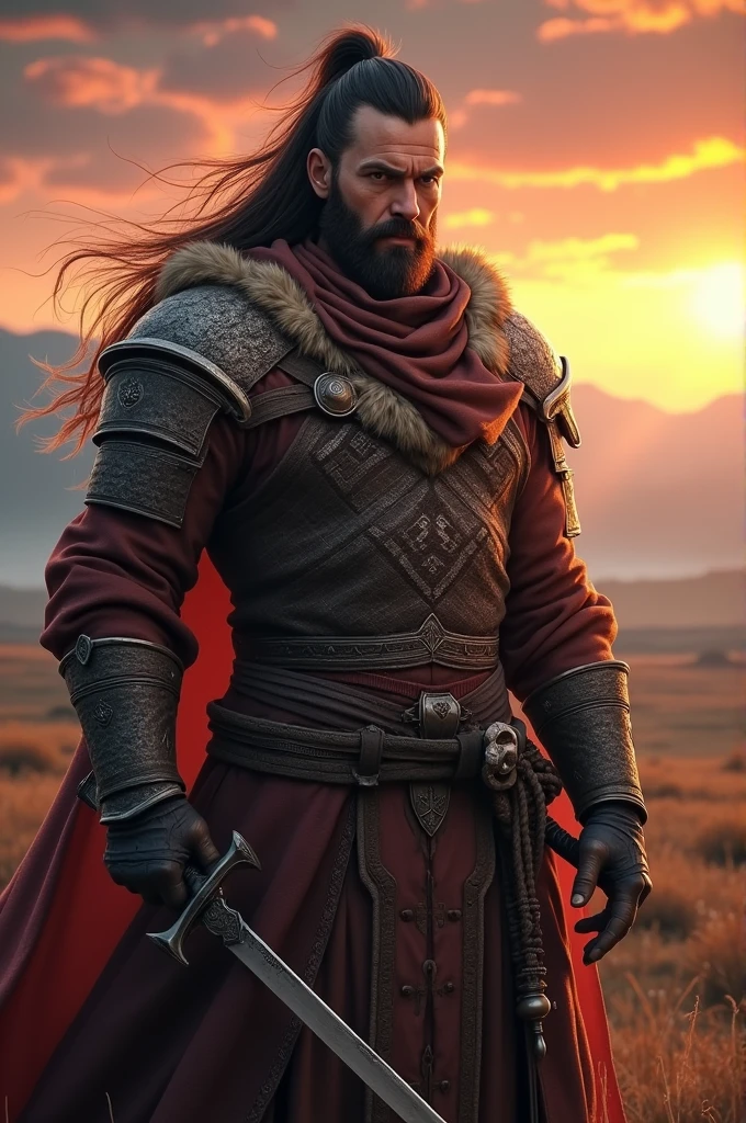 Kazakh warrior man RPG style 