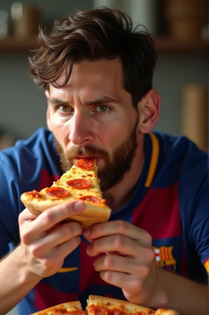 Leo messi eating pizza