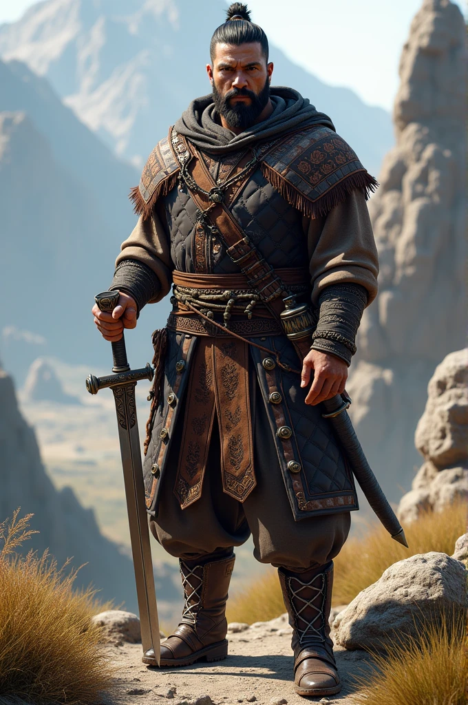 Uyghur male warrior RPG style