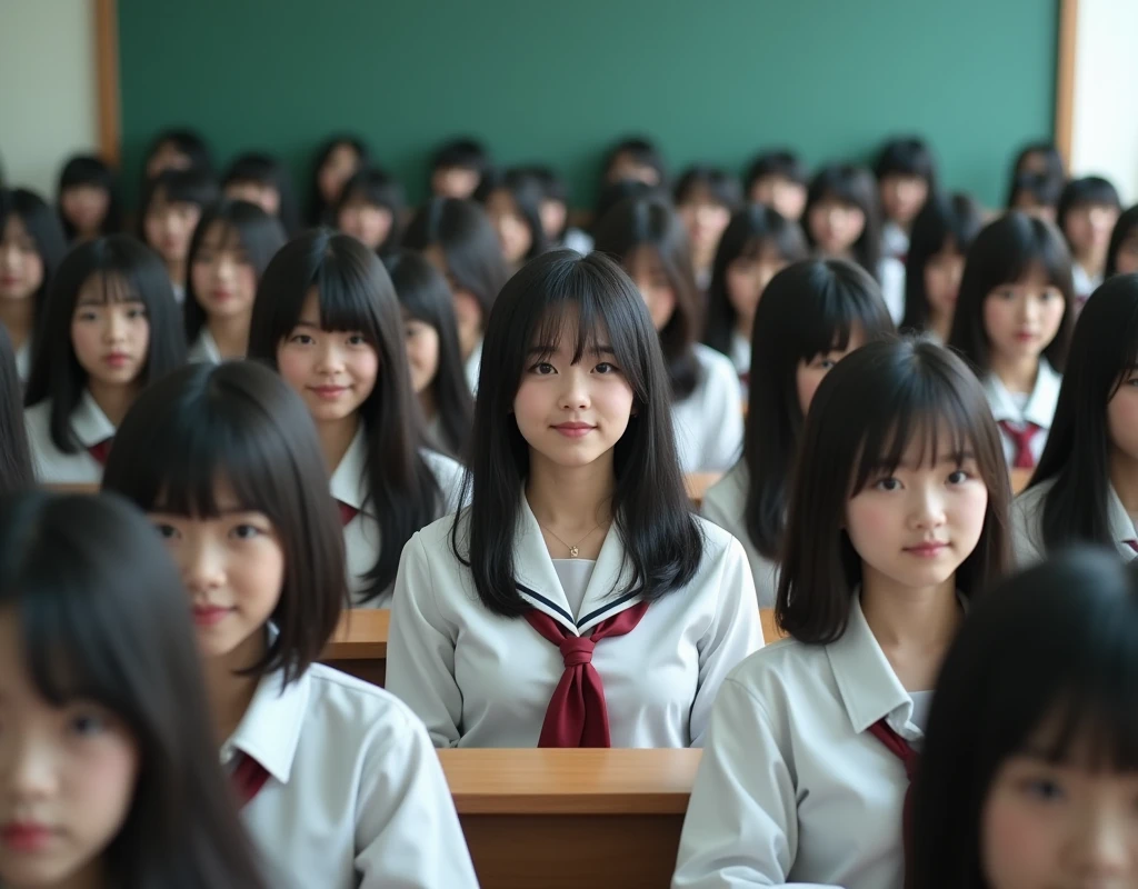 Graduation photos of junior high school students, a total of 20 boys and 22 girls group photos, among which a woman in the front row is different wearing red clothes, with a clear face, and teachers of various subjects, including Chinese teachers, mathematics teachers, physics teachers, English teachers, class teachers, school leaders, tele lenses, wide-angle lenses, high quality