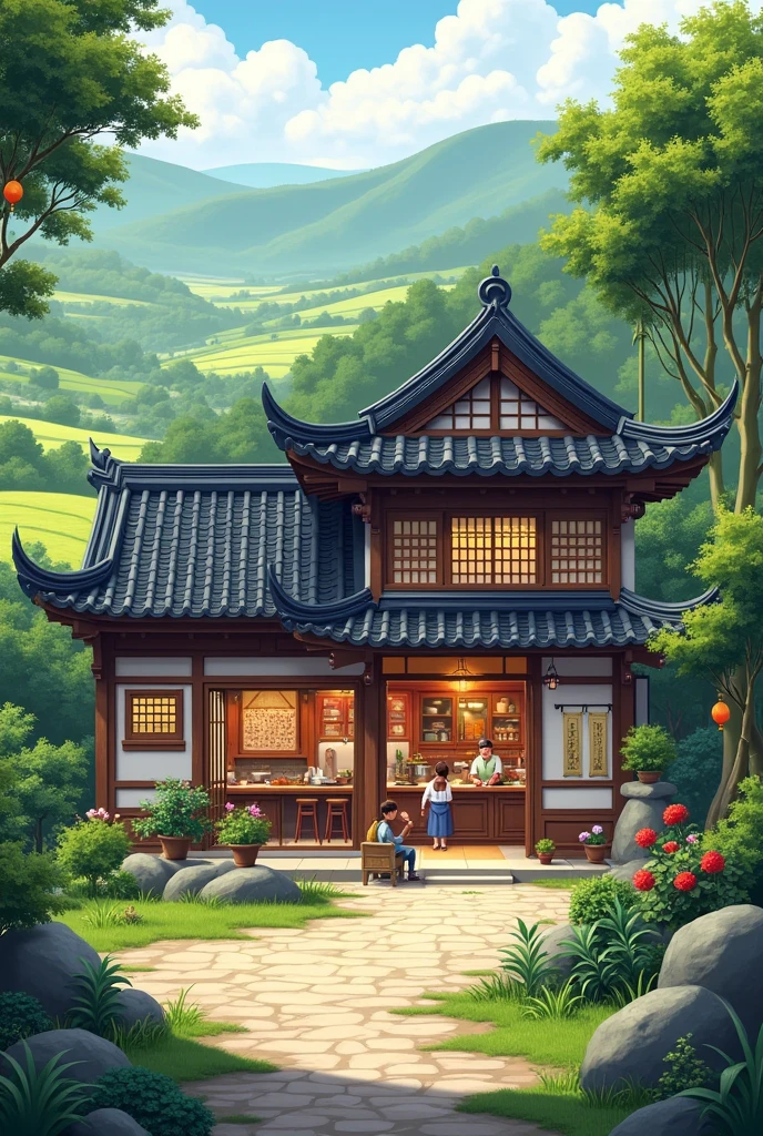 Asian country home with kitchen