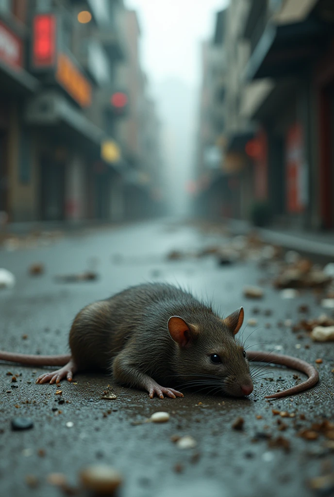 un rat mort dans la rue