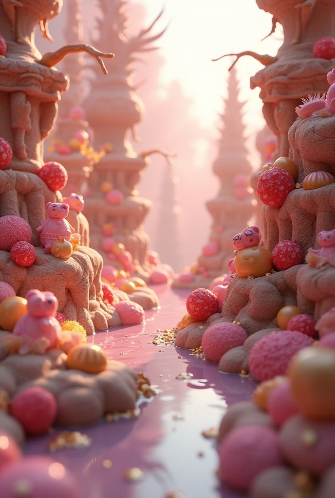 soft lighting,shallow depth of field,eye-level shot,on a floating island made entirely of candy and sweets,soft pastel lighting colors scheme,Earth Tone color palette,baroque,(realistic,photo-realistic:1.37)