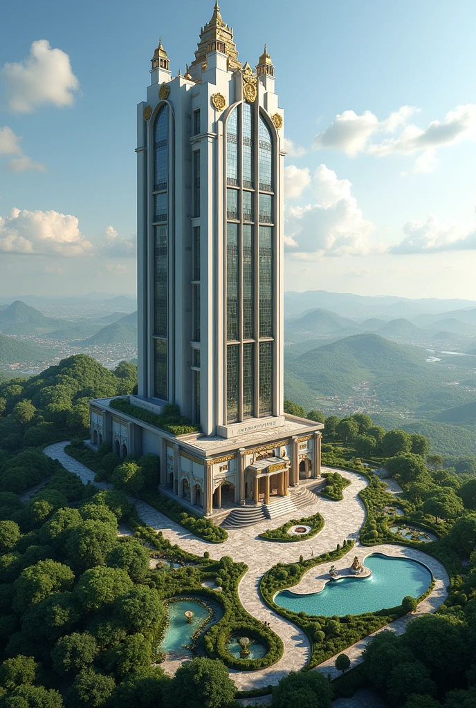 Need one building with beautiful scenery should have 15 floors and also beautiful designs best car parking need garden Temple etc