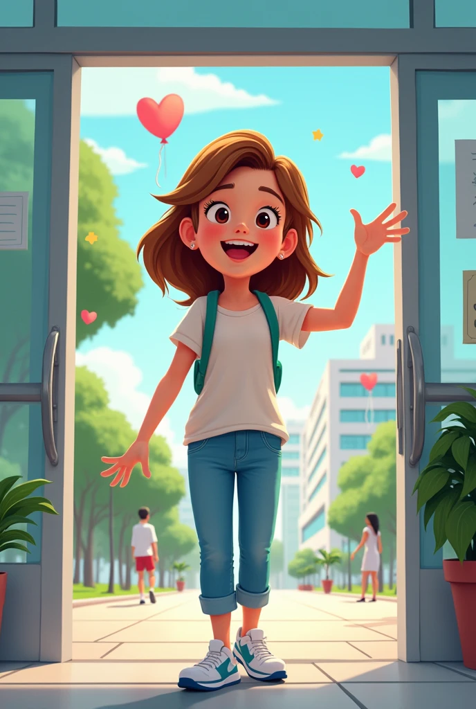 Cartoon of a young teenager leaving the hospital