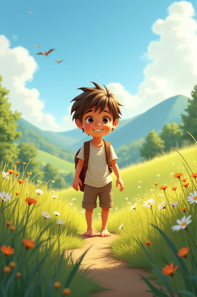 Barefoot boy in the sun