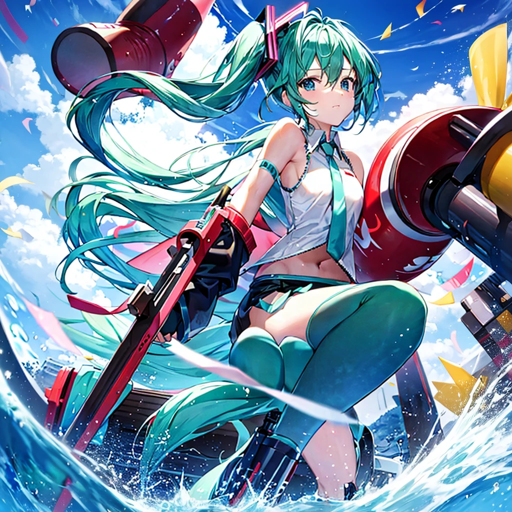 Hatsune Miku is in a circus cannon