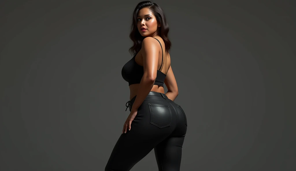 Woman with huge and perfect ass facing the camera, 4k, Ultrarrealista, 3d render de excepcional qualidade, Gloomy Illumination,