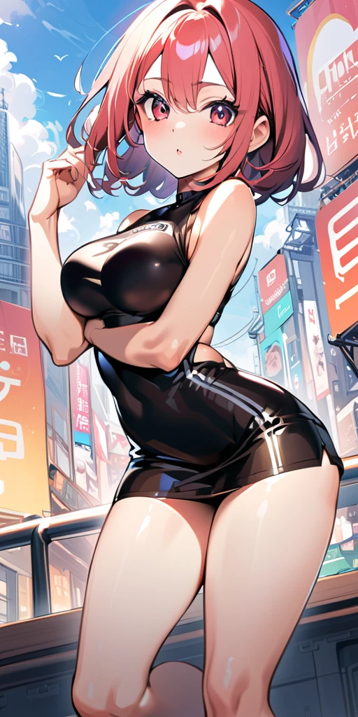 ((Highest quality、masterpiece、Anime Style、Highest quality、High resolution、8k、detailed、ultra-detailed:1.3))、Long legs、Sharp focus:1.2, Beautiful woman with perfect figure:1.4、(smile:1.2), double eyelid、30-year-old woman、Sexy pose、((((Shut your mouth.、One Woman、ワンピース:1.5)))),The background is tokyo