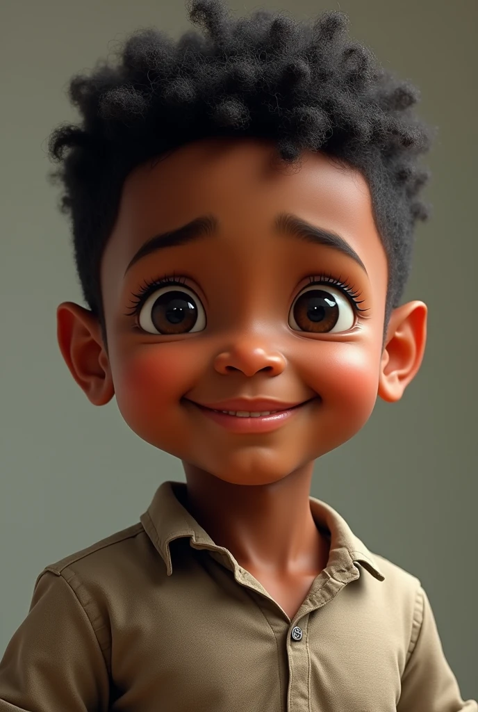 A small boy brown skin colour with short hair pressed nose black hair in real life straight hair