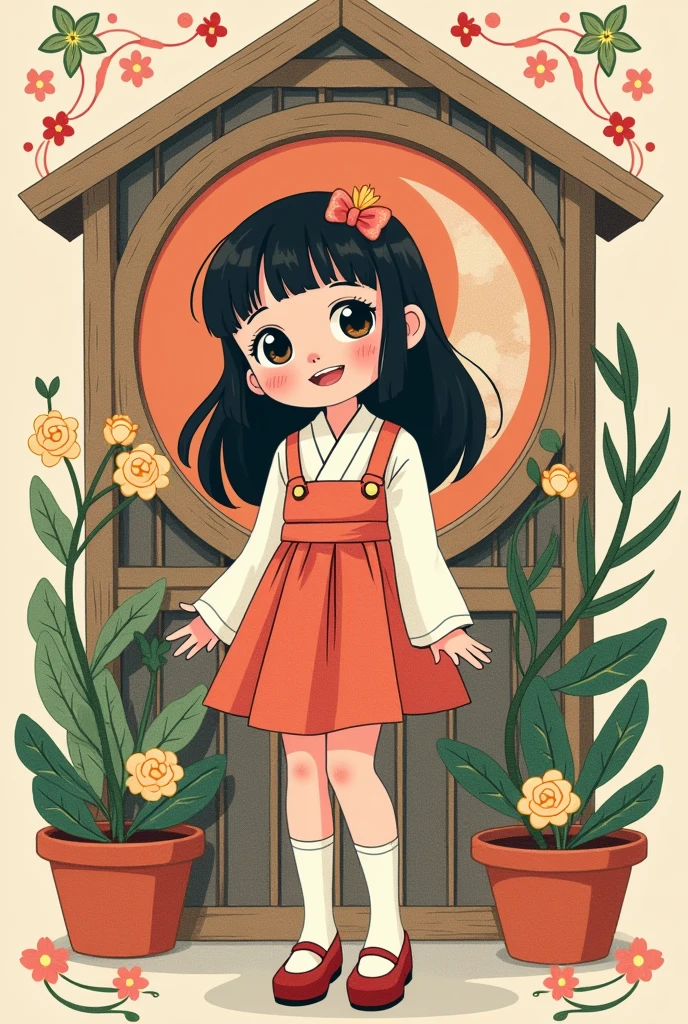Retro　girl　logo　Instagram Top Painting　Ghibli-style fashion　anime　20th Generation　the 90s　Japan　antique　
