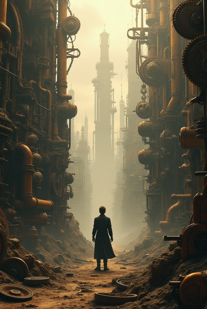 steampunk,far and near method, gear,High resolution, Highest quality,