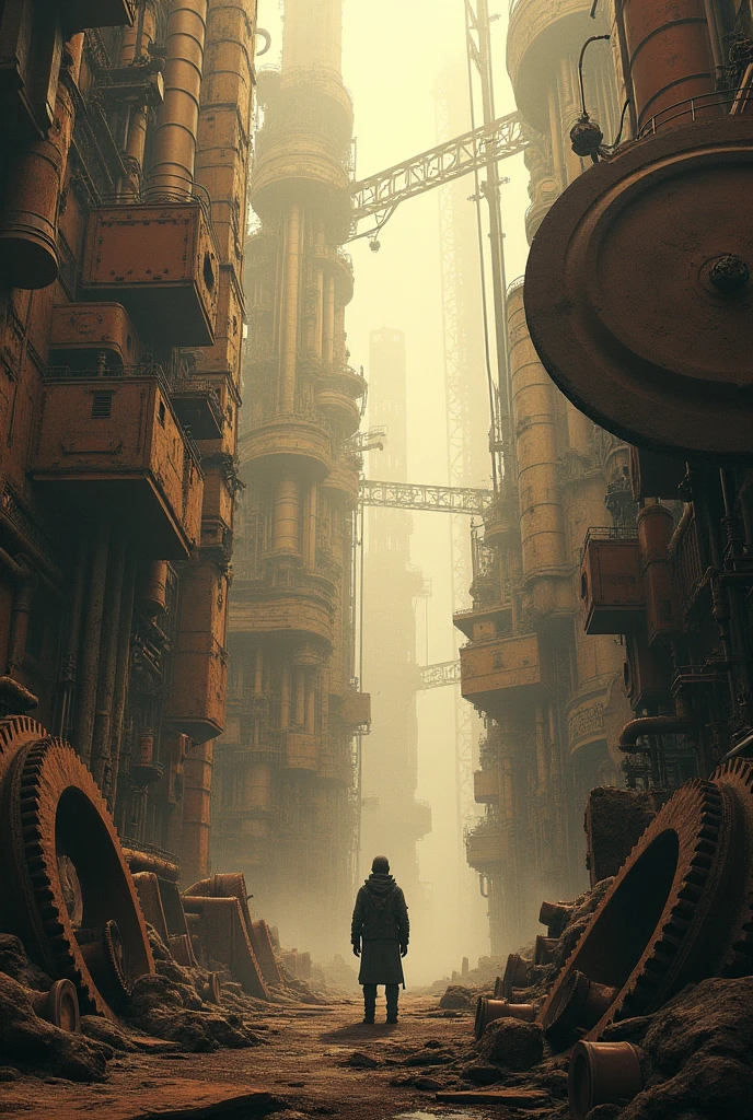 steampunk,far and near method, gear,High resolution, Highest quality,