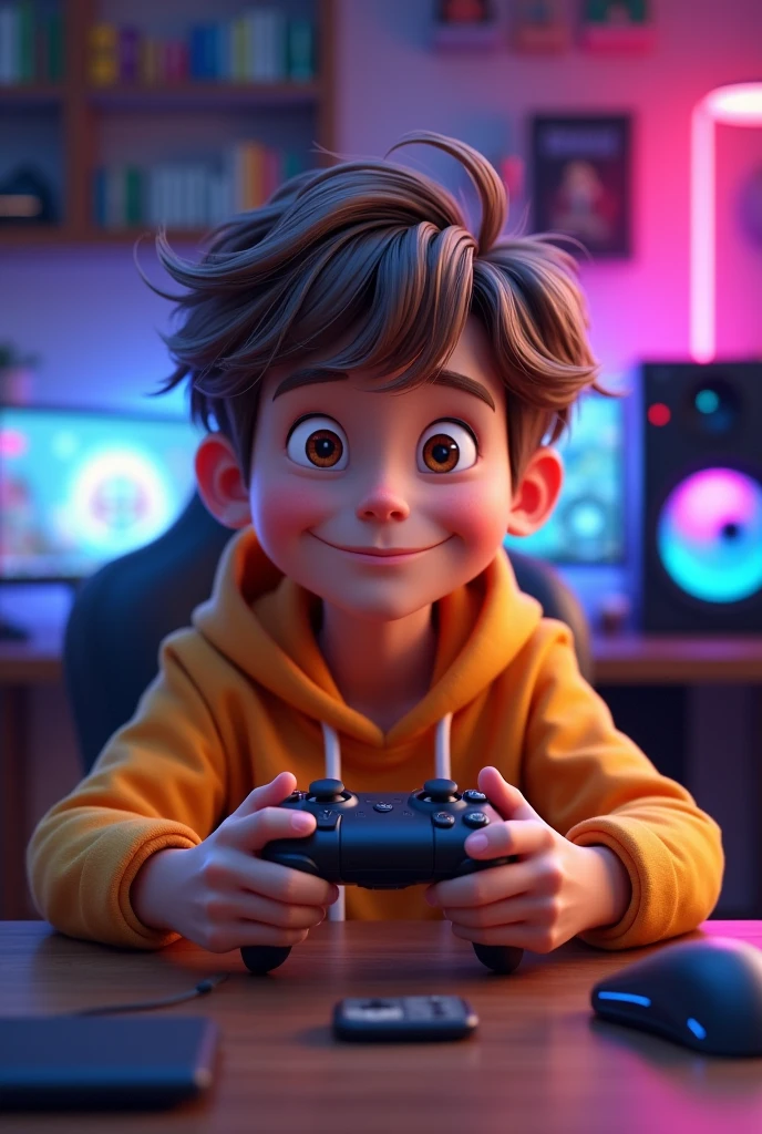 A cute gamer boy
