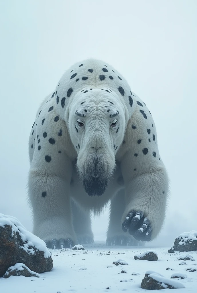 Large animal, low temperature resistant, white with black spots