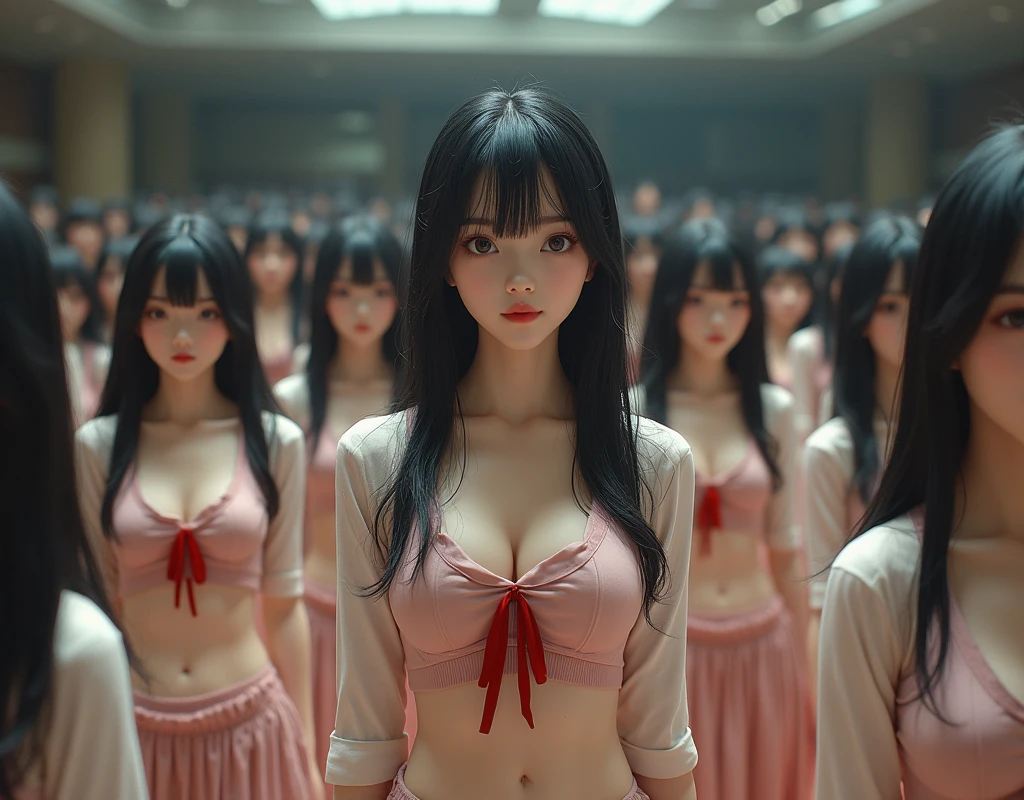 (Japanese Clone-girls=Myself), (Super Best masterpiece Clone-girls Raw Photography Art), (16K, Highest quality, Ultra-high resolution, RAW Photos), (It's so unrealistic., With unparalleled depiction, With an unfathomable sight, An unprecedented and shocking worldview, Clone-girls: In a world of mass reproduction, Ultra-realistic depiction), (Japanese girls, shinozaki-ai, ), (Small face, Black Hair, Medium Hair, Dark Eyes, Mature face, Cute Smile), (Laughing expression), (Very beautiful and detailed girl, Accurate body structure, Accurate body movements, Very detailed body), (Super big breasts, Large bulge of ample breasts), (High School Girl School Uniform, Emphasise the fullness of your breasts), (Very detailed, Myself cloning, Depiction of splitting oneself, 1Myself girl→1,000,000,000,000,000,000,000,000,000,000Myself cloning girls), (Myself clone girlsは, With the same perfect appearance, to multiply in large numbers), (Very detailed depiction, Myself's multiplying female body, In the same female body,With the same face, With the same hairstyle, In the same clothes, At the same height, 同じSuper big breastsで, A completely indistinguishable female body, 1,000,000,000,000,000,000,000,000,000,000 people), (Myself girls only), (1,000,000,000,000,000,000,000,000,000,000Myself girls), Large auditorium, Lecture, Chat with Myself, Enjoyable lessons, sit, Ultra-wide field of view, Focus on the average value of the image, Bright and easy on the eyes lighting
