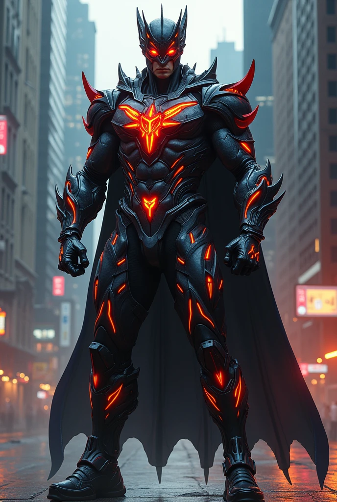 new super hero 2 man with deamon powers and rad costume without mask and cloak
