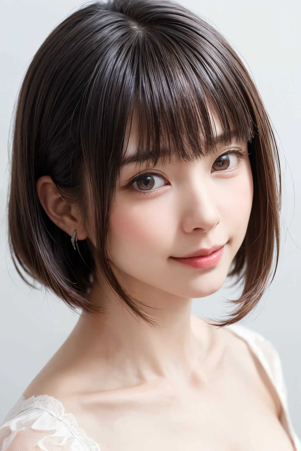 (software:1.8、masterpiece, Highest quality),1 person, alone, hyper Realistic, Realistic,Realistic, Looking at the audience, Light brown eyes:1.4,Brunette Short Bob Hair with highly detailed shiny hair, Brightly colored winter clothes, Lepangas:1.4), Outdoor, Mouth closed, Upper Body、big chest eye、eyelash、{Hugeな|big chest|Hugeなな|Mega} whole :2, chestの谷間:2、(((big chest eye、Short Bob Hair、Highlights from Students、Looking at the audience、She is very beautiful and cute、Show me your ears、Long neck、smile、Close your mouth and smile、Bangs and beautiful teeth)))、Ideal body type、(Nothing is drawn、A very beautiful pure white background:1.6)、美しいLong neck:1.4、(({Huge|big|Hugeな|Mega} chest, chestの谷間:2、Upper Bodyは服を着ていない:1.6))、(((Portraiture:2)))、Perfect Anatomy