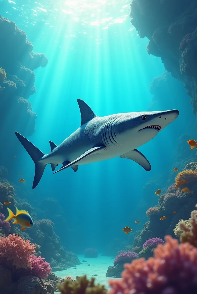 i want a image animated with a shark bolivian