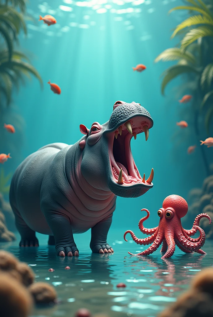  Hippo and  octopus