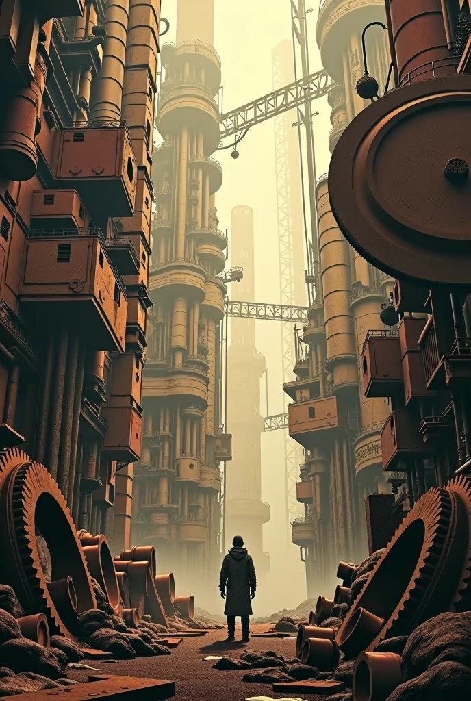 steampunk,far and near method, gear,High resolution, Highest quality, 