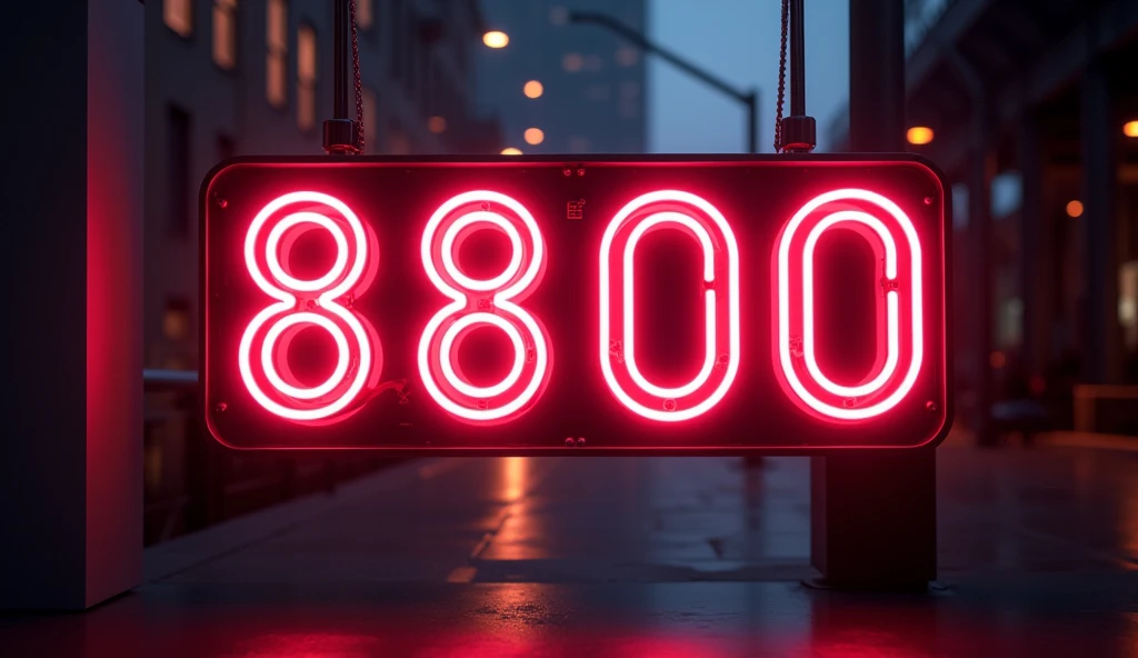 「♯8000」A neon sign that says