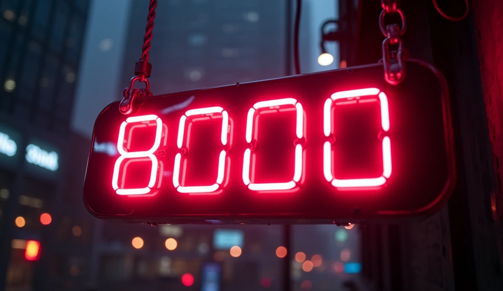 「♯8000」A neon sign that says