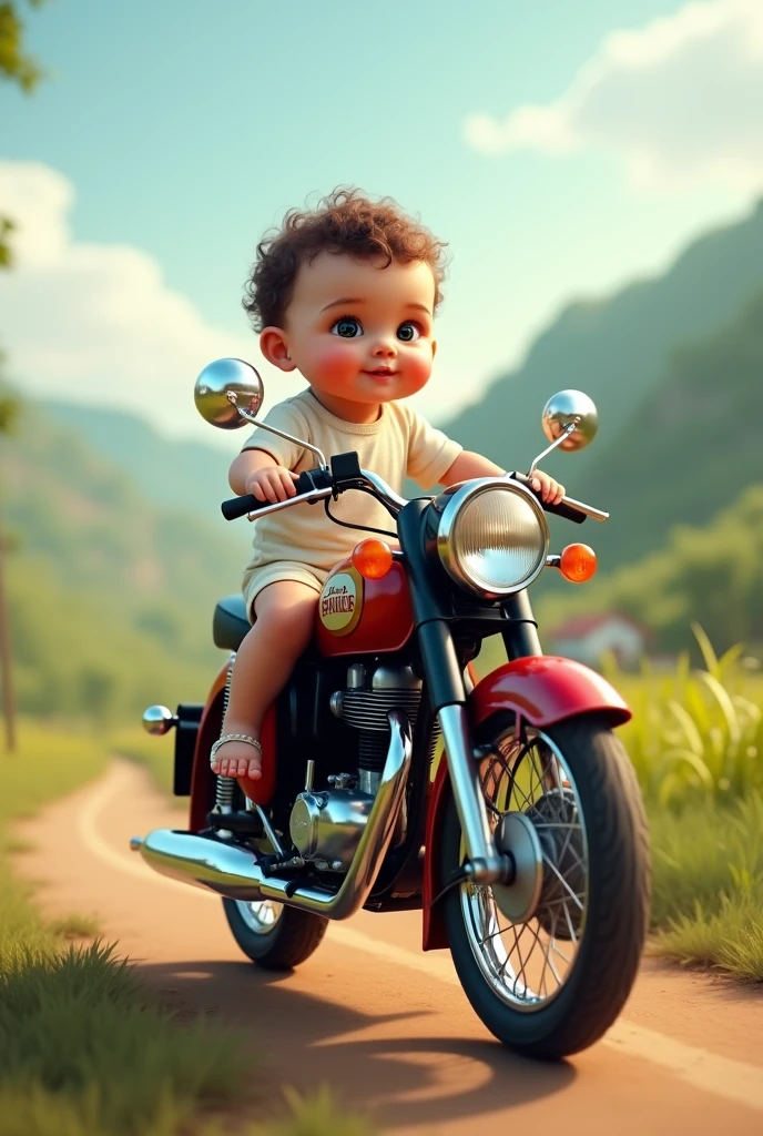 Baby riding royal Enfield