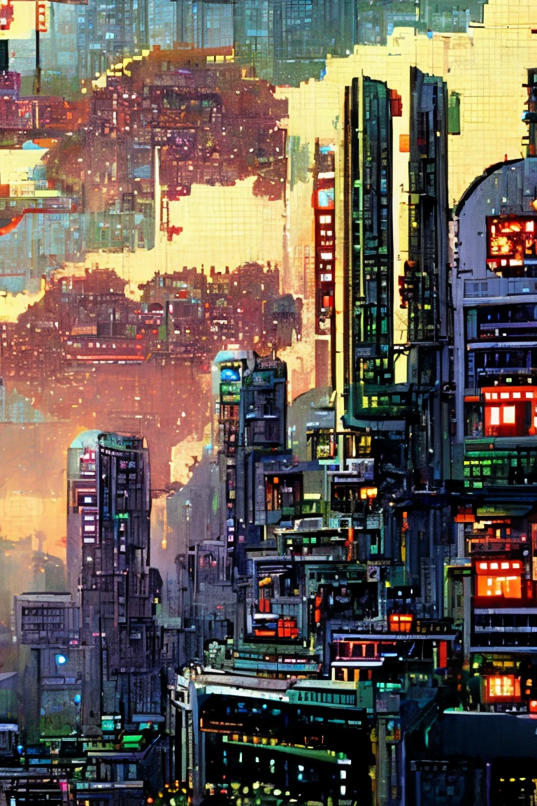 retro video game concept art, 8-bit videogame, simple pixel apocalyptic city ruins from directly above,  skyscraper on center, 3 independent sectors connected by bridges,post-punk urban background, HEXAGON, add_detail:1, add_detail:0, add_detail:0.5, no humans, at night, dark and lonely city