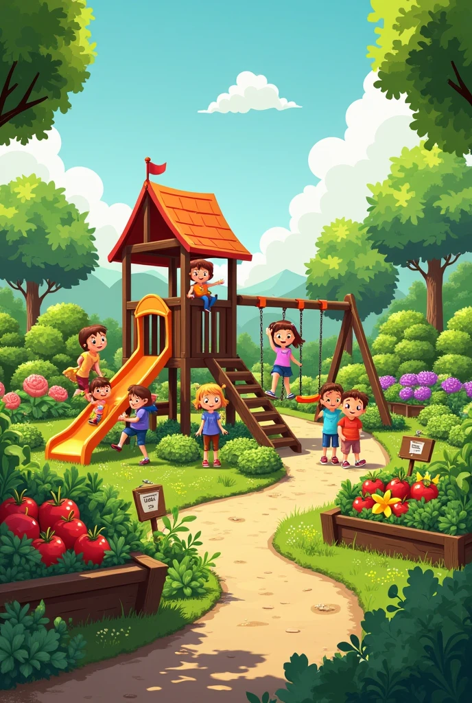 Playground with vegetable garden