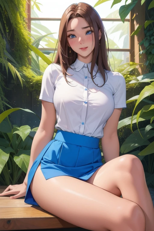 Best image quality, masterpiece, 4K, High resolution, 超High resolution, Top Definition, Cool adult woman. そのwomen are茶色の髪をしている. Her hair is straight, One Length.
length, Slanted Eyes, Blue Eyes.
Model-like beauty, Perfect Proportions. Perfect Legs. Perfect Arms. shirt, Tight mini skirt. High heels. Anatomically correct human body, Accurate, Depiction of arms and hands, Accurate depiction of legs, Accurate, Drawing of the human skeleton, Sexually attractive body, Crisp image quality.
( She blushed、He smiled mischievously.。.
)
(Very short skirt).
wood々In an area overgrown with, women are、With legs crossed、Sitting