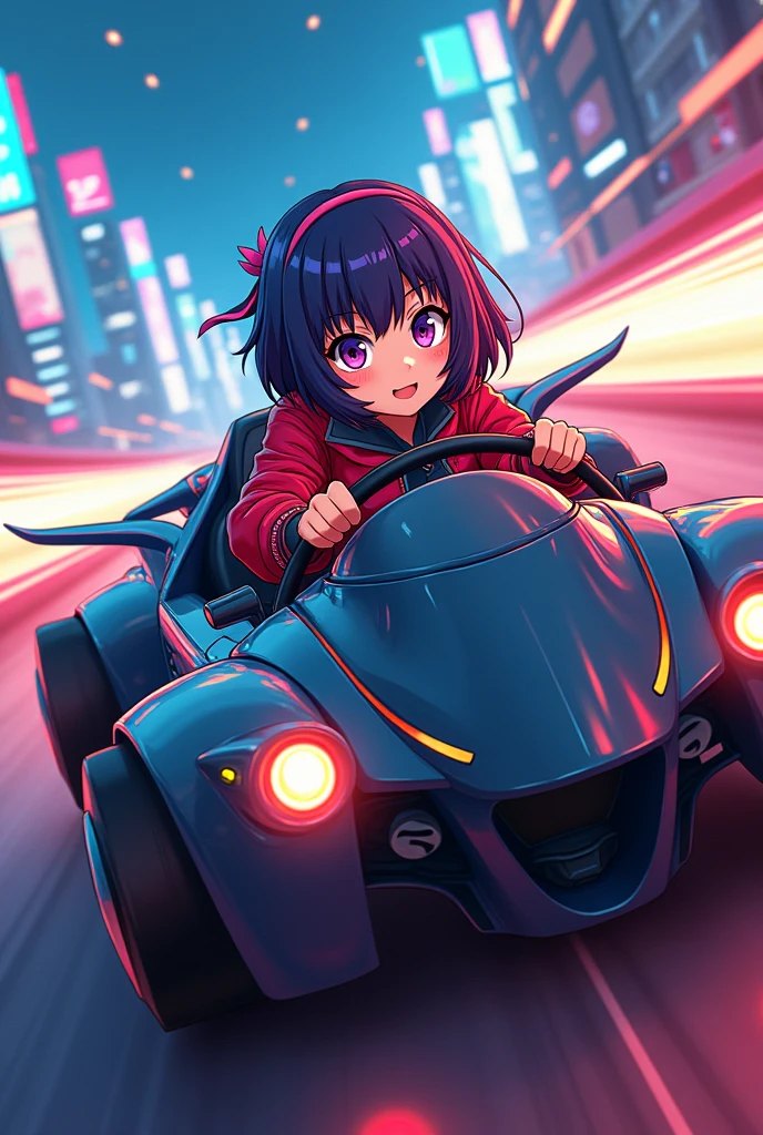 Create an anime image of yourself driving.