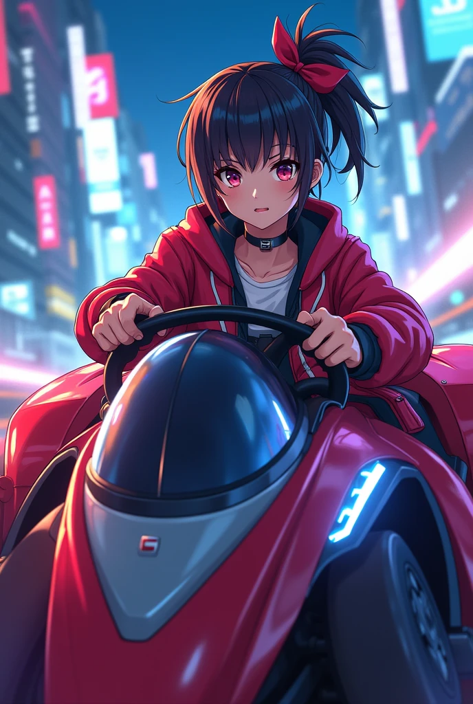 Create an anime image of yourself driving.