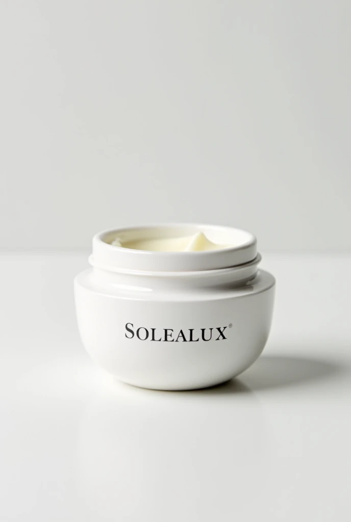 White pot of sunscreen called SOLEALUX