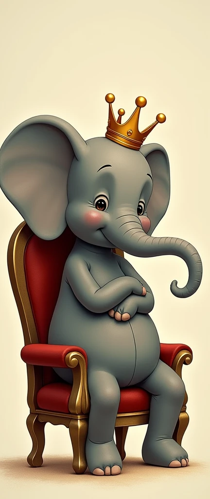 Babar sitting on chair with Crown on head