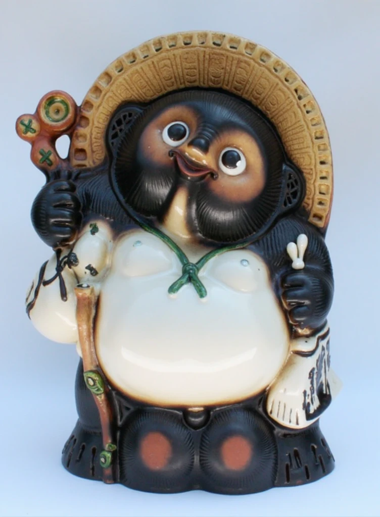 Faded ceramic figurine:1.7、A decorative ornament that has deteriorated over the years due to exposure to the elements.、