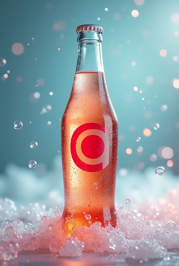 Soda bottle made out of glass have a ฟองฟู่ background and have a red logo brand ซ่าจริง