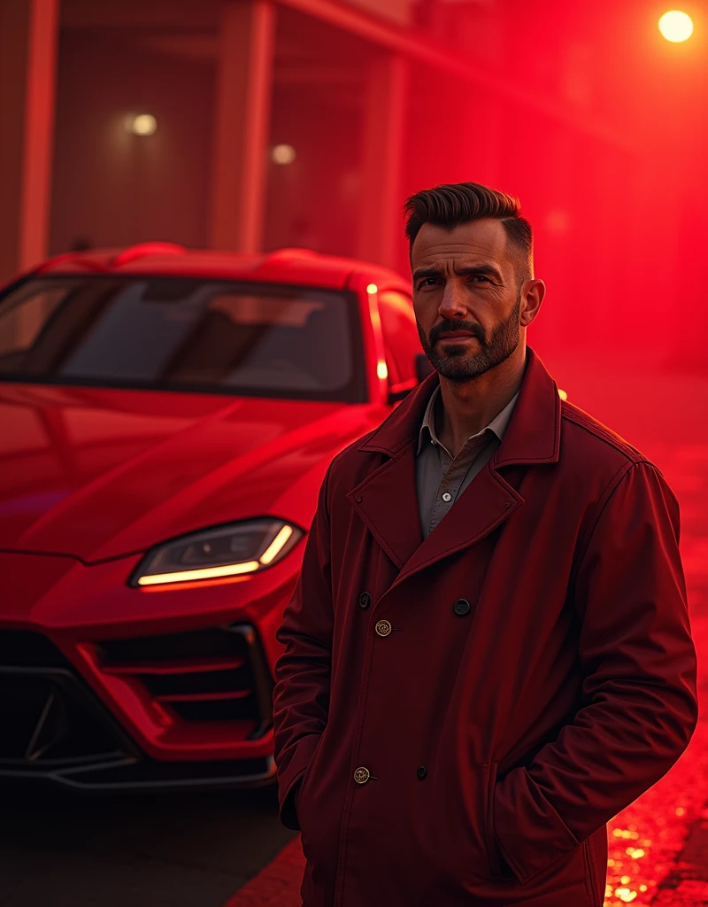 JGV wishes a happy father crew cut hair 's day with a red car , red atmosphere