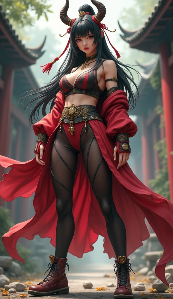 (Big Tits)、(Jiangshi girl)、Fighting type female、Abdominal Tights、Full body standing、((Clay Anime))