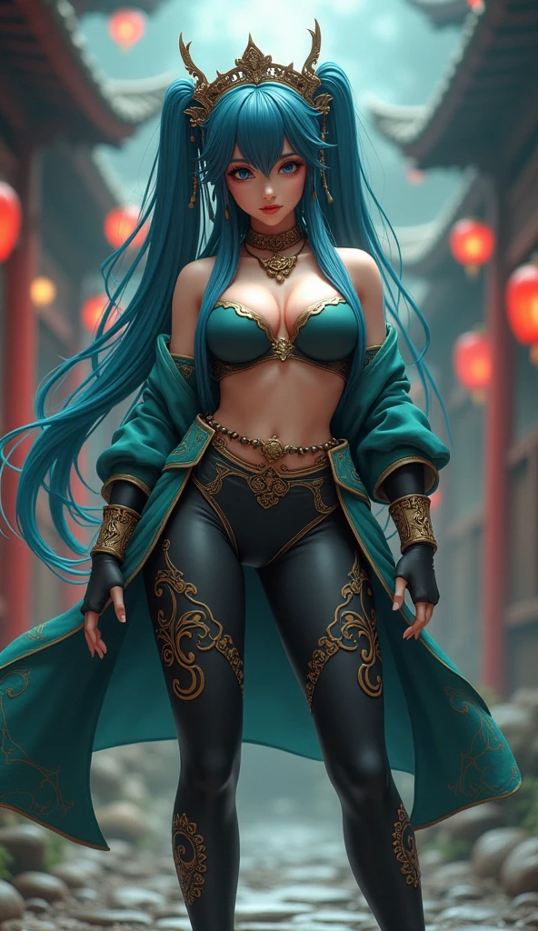 (Big Tits)、(Jiangshi girl)、Fighting type female、Abdominal Tights、Full body standing、((Clay Anime))