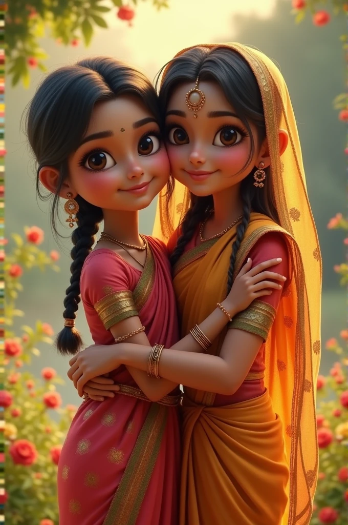 Indian girl with mother