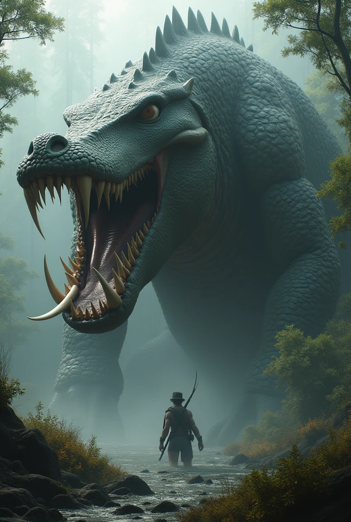 masterpiece, Superior image quality, High resolution, 4k image,photo and gross, photorealistic, view from below, giant snake, emerging from a lake, at night, atmosphere, fog