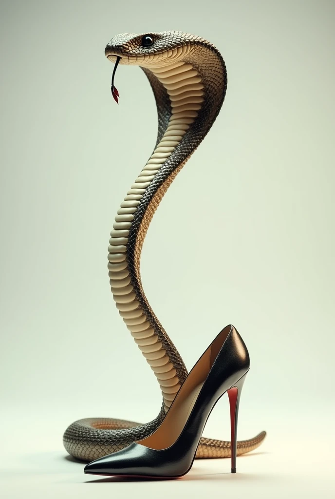 Create image of a Cobra snake wearing high heels 