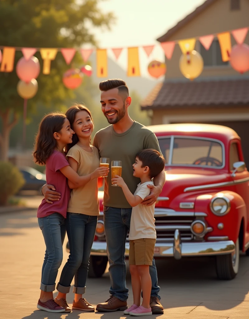 JGV wishes a happy father crew cut hair 's day with a red car