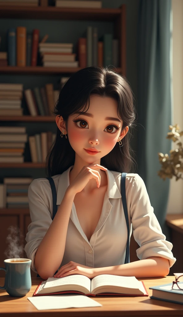 woman studying