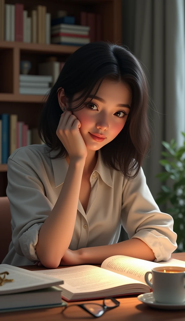 woman studying