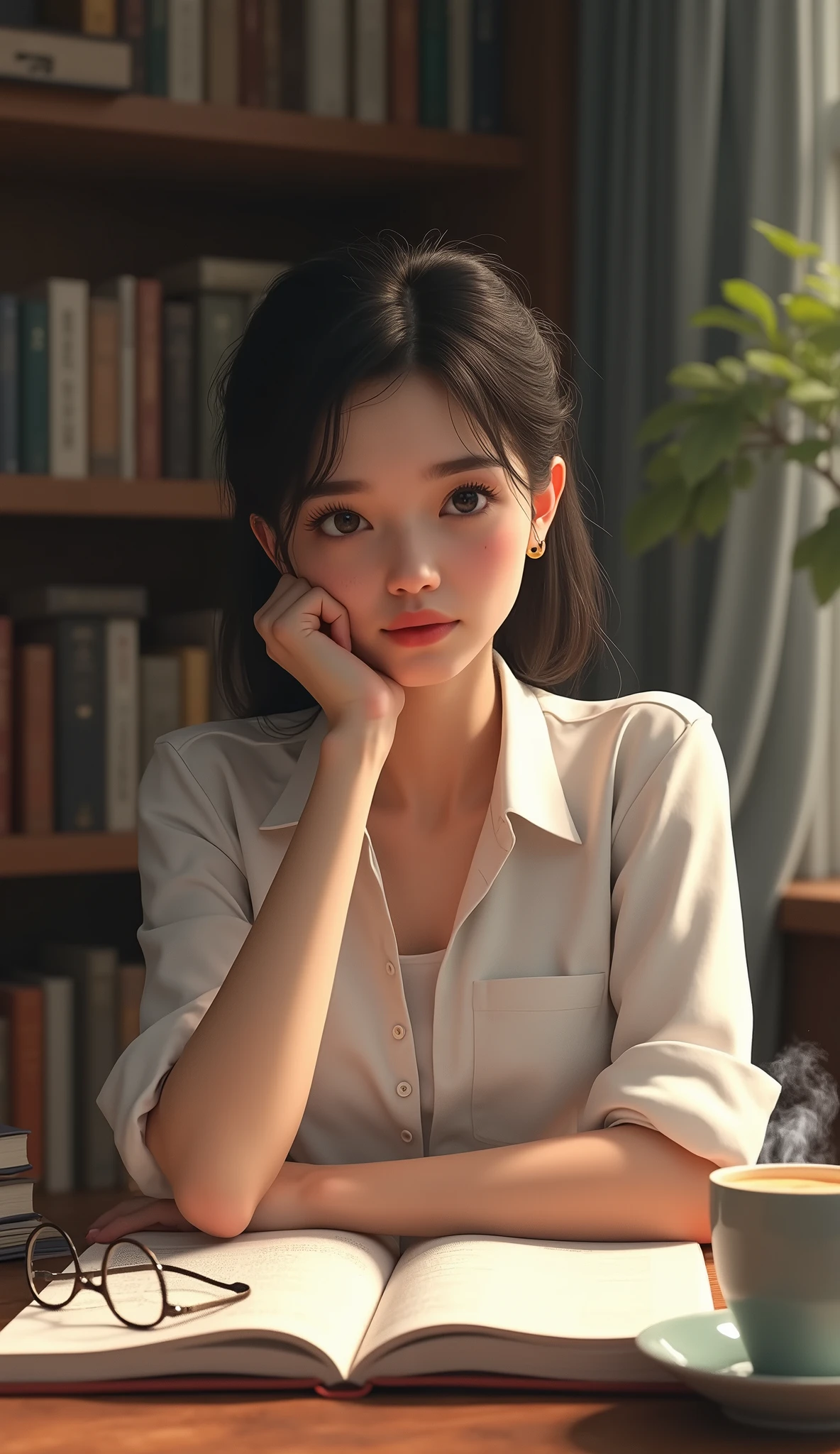 woman studying