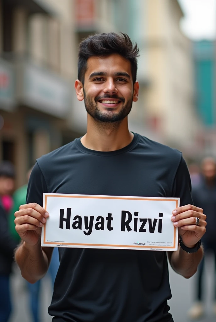 My photo with hand me hayat rizvi ka banner leke