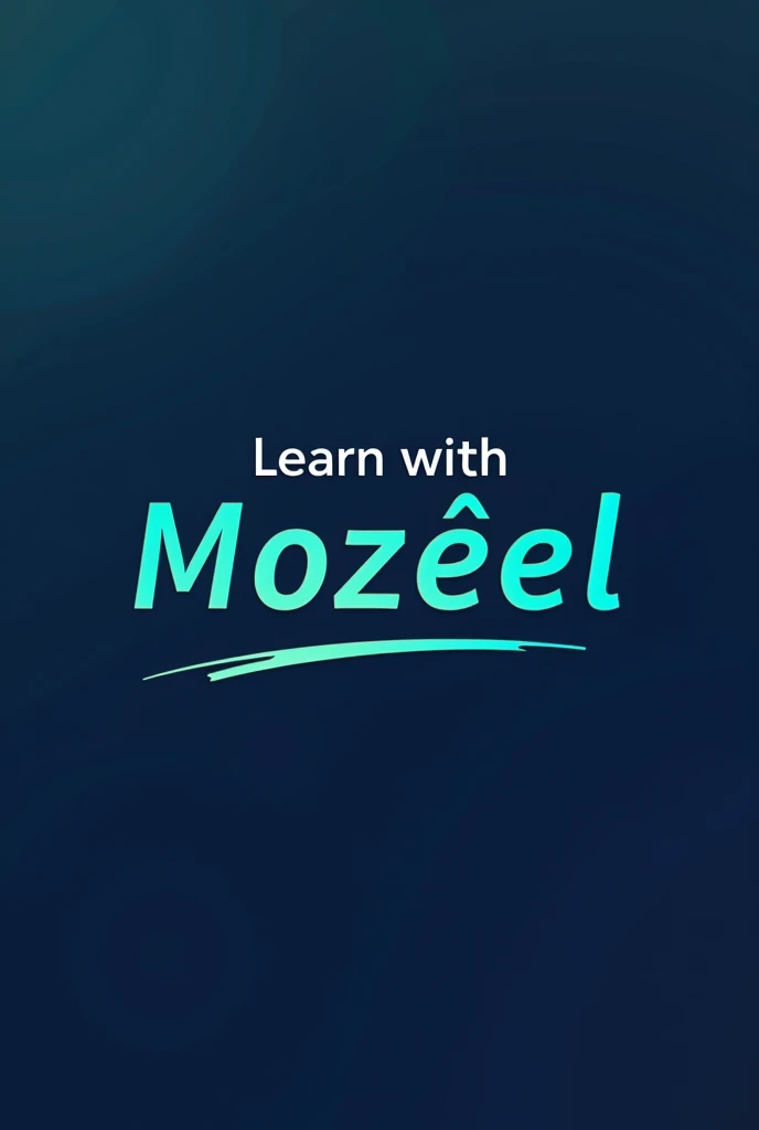 For the text design of "Learn with Mozeel" that complements your logo and banner:

### **Typography and Font Choices:**

1. **Primary Font (for "Learn"):**
   - **Font Style**: Use a bold, sans-serif font for "Learn." Something modern and strong, like **Montserrat Bold** or **Lato Bold**.
   - **Style**: All uppercase letters with a slight letter-spacing increase for a clean and authoritative look.
   - **Color**: Dark blue or black to convey trust and professionalism.

2. **Secondary Font (for "with Mozeel"):**
   - **Font Style**: Use a more playful or script font for "with Mozeel," like **Pacifico** or **Cursive Handwritten** style.
   - **Style**: Mixed-case letters with a slight slant to make it look approachable and friendly.
   - **Color**: A lighter shade, like green or teal, to contrast with the boldness of "Learn."

### **Text Layout:**

- **Stacked Arrangement**: Position "Learn" above "with Mozeel," with "Learn" being the dominant, larger text, and "with Mozeel" slightly smaller and centered beneath it. This creates a clear visual hierarchy.
  
- **Inline Arrangement**: Alternatively, you can place "Learn" to the left and "with Mozeel" to the right, with a subtle separator like a vertical line or a simple math symbol (like “+” or “=”) between them.

### **Special Effects:**

- **Outline**: Give "Learn" a slight outline to make it stand out more against different backgrounds, especially if you’re using it on both dark and light areas of the banner.
  
- **Shadow/Glow**: Add a subtle shadow or outer glow effect to "with Mozeel" to make it pop, particularly if the background is busy.

### **Matching Banner Style:**

- **Gradient Background**: Use a gradient background on the banner that transitions from a deep blue to a lighter shade. This will create a natural backdrop that aligns with the colors used in the text.

- **Integration with Logo**: Ensure that the text aligns with the logo in terms of color and placement. You can place the logo to the left of t